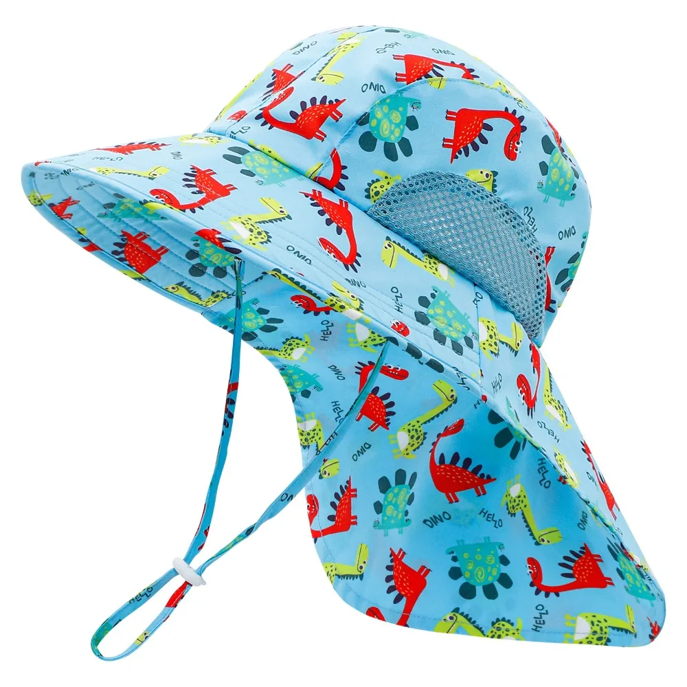 

Anti UV Kids Bucket Hat Printed pattern with Neck Covers Children's Sun Hat Breathable Soft Summer Beach Cap for Girls Boys