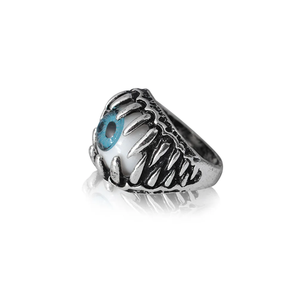 

2pcs Devil'S Eye Ring Premium Eyeball Gothic Men'S Ring For Halloween Christmas Gift Blue Fashion Jewelry