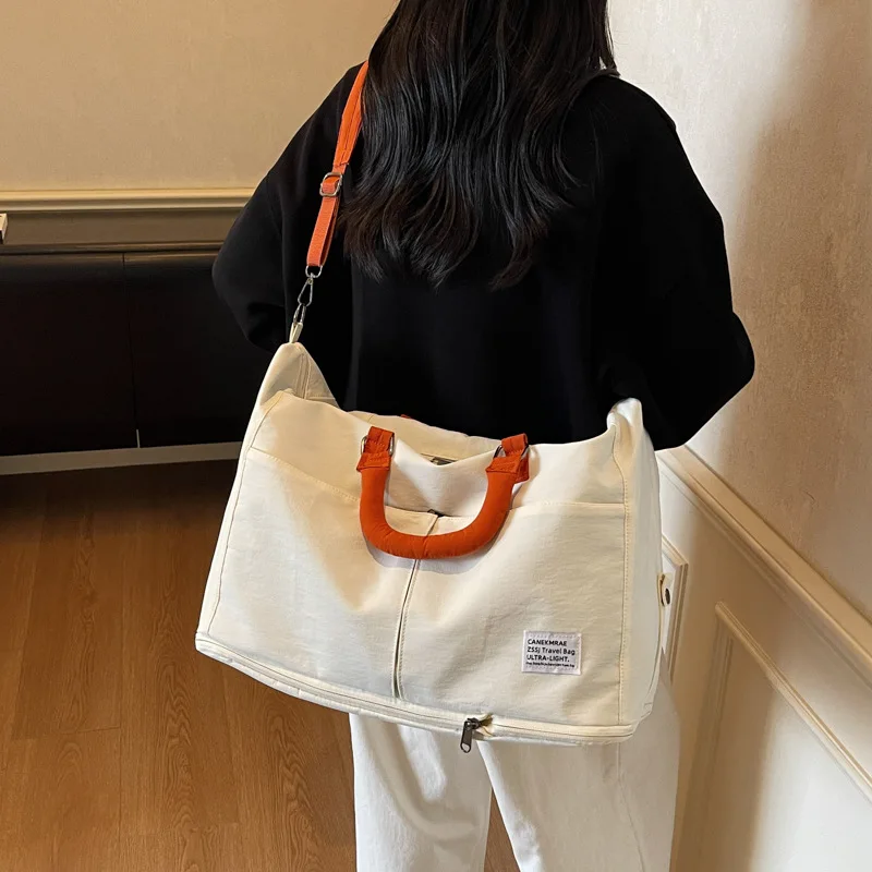 large-capacity-casual-fitness-bag-yoga-sports-bag-men's-travel-luggage-bag-dry-wet-separation-nylon-pure-color-leisure-scene
