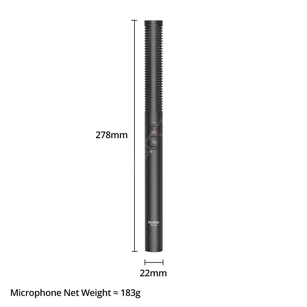 Godox VDS-M3 CardioidBack Electret Hypercardioid Condenser Shotgun Microphone for Cameras Camcorders