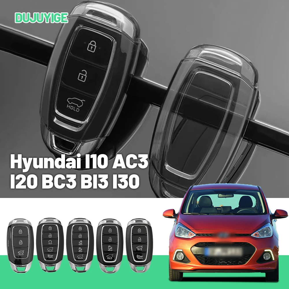 Clear TPU Car Key Case For Hyundai I10 AC3 I20 BC3 BI3 I30 PD Santa Fe TM Key Fob Cover Protector Shell Auto Accessories