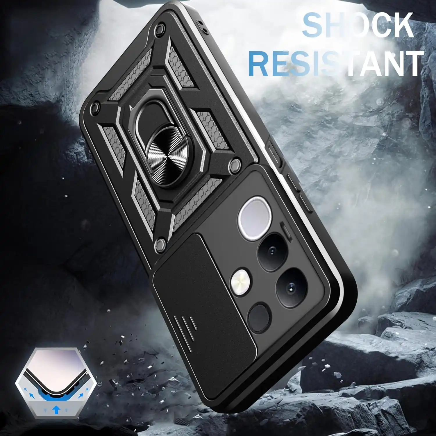 Funda para vivo Y29 4G Slide Camera Protect Stand Funda de teléfono para Y29s 5G Y28
