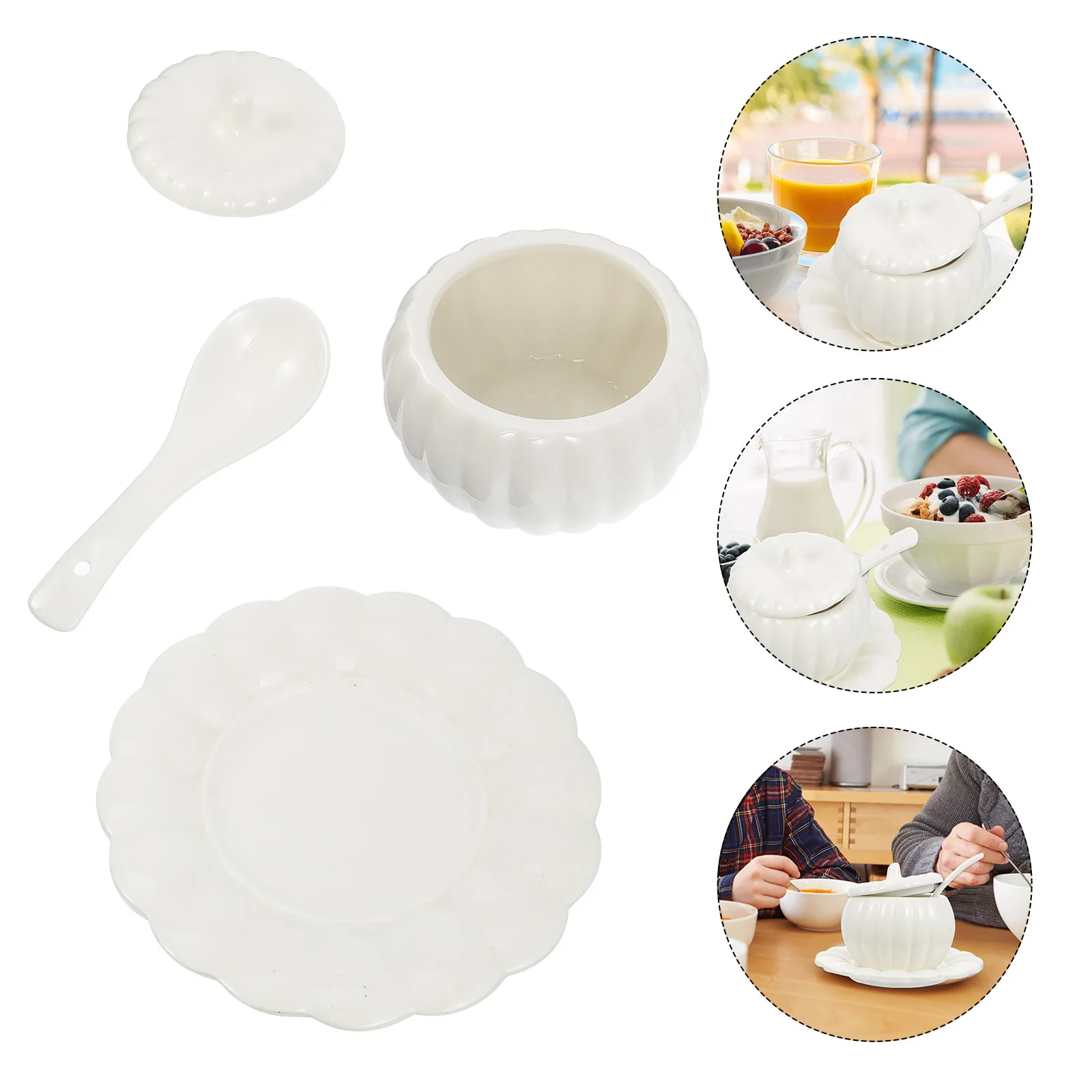 

1Set Pumpkin Shaped Ceramic Bowl Creative Housewarming Gift Stew Soup Dessert Food Container Microwave Oven Safe