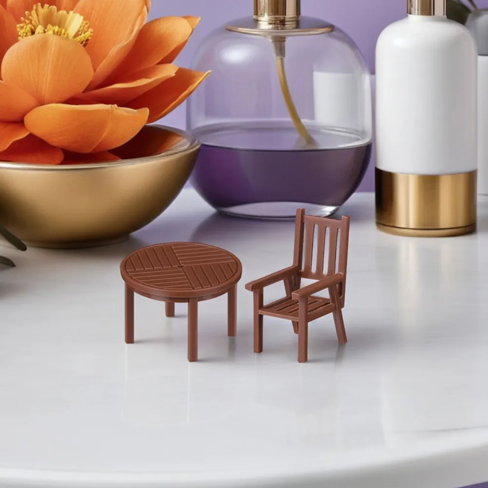 

4Set Miniature Table Chairs Set Detailed Mini Furniture for Dollhouse Room Miniature Furniture Accessories