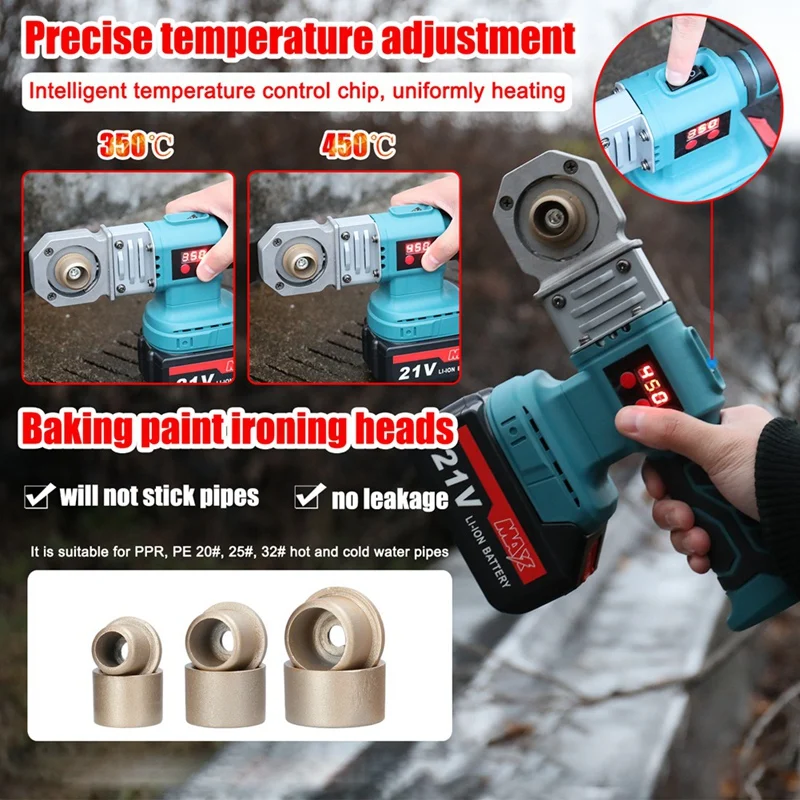 A83I-Plastic PPR Pipe Welding Machine Cordless Water Pipes Melting Device With Replacement Heads Fuse Machine