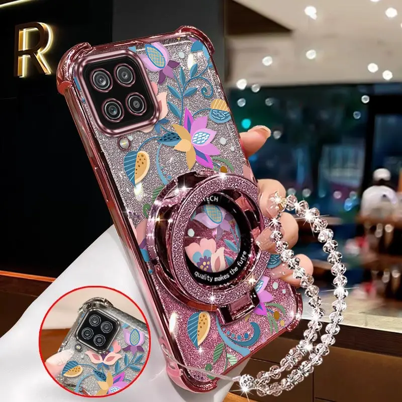 22 الزهور الملونة تصفيح سوار حامل جراب هاتف لسامسونج M13 A15 A04 F12 M12 A02S A13 A03S A12 A12S A12Nacho غطاء #3