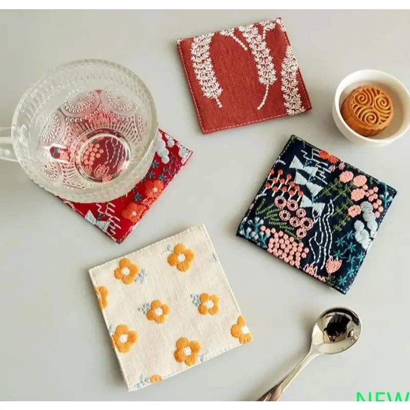 

1 шт. термостойкие хлопковые льняные подставки, пришитые с точными аксессуарами для бара, подставки для длительного использования с обеих сторон