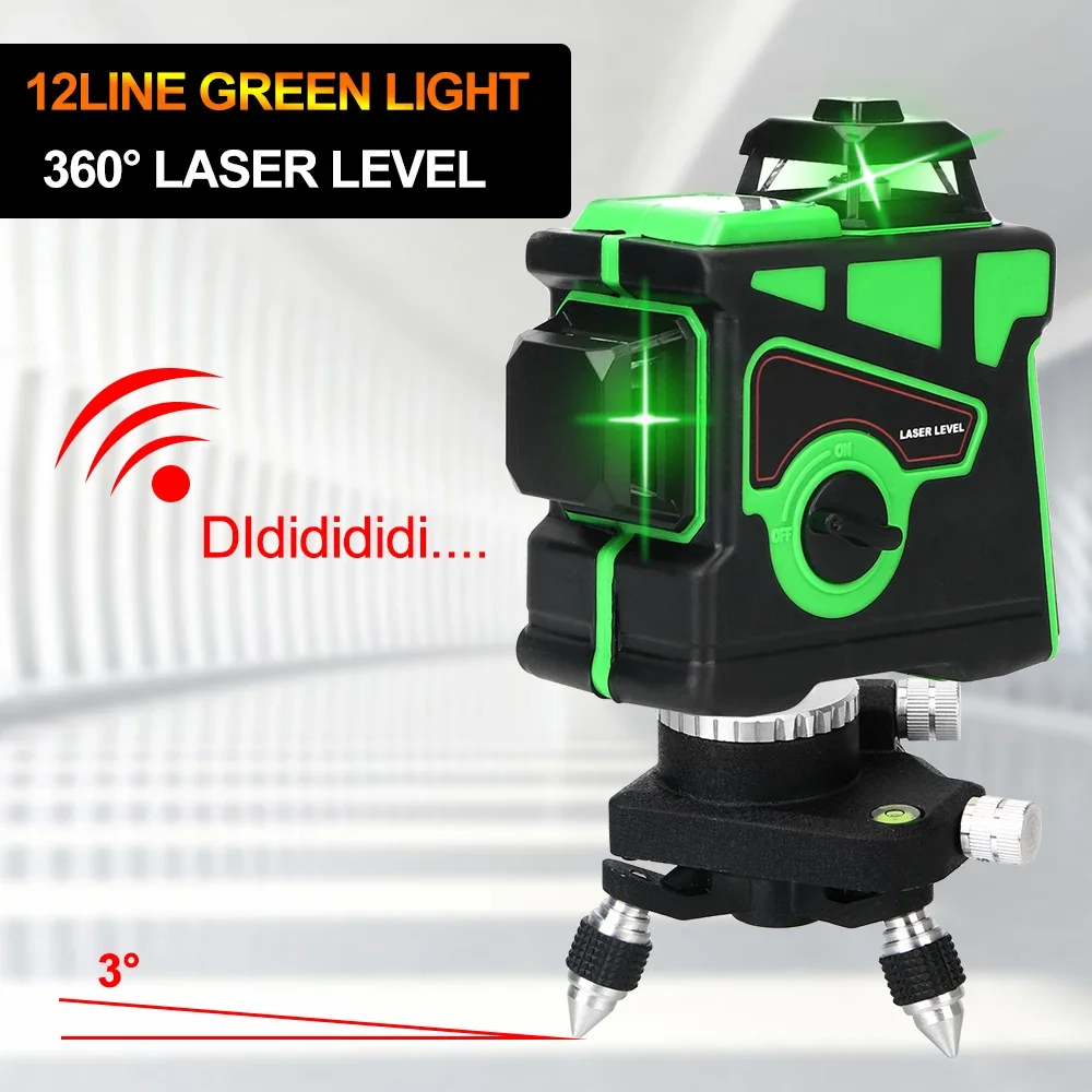 

Measuring Device Green Laser Level With Tripod 3D Level 360 Horizontal And Vertical Cross 12 Lines Super Powerful Self-Leveling
