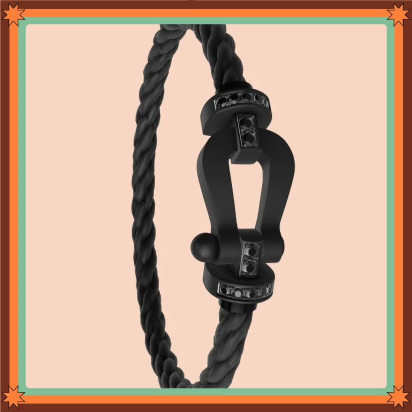 

brez 2026 New 925 Silver Black pink Green Nylon L Zircon Bracelet Female Daily Wear Party Party Gifts Luxurious Couple Jewelry