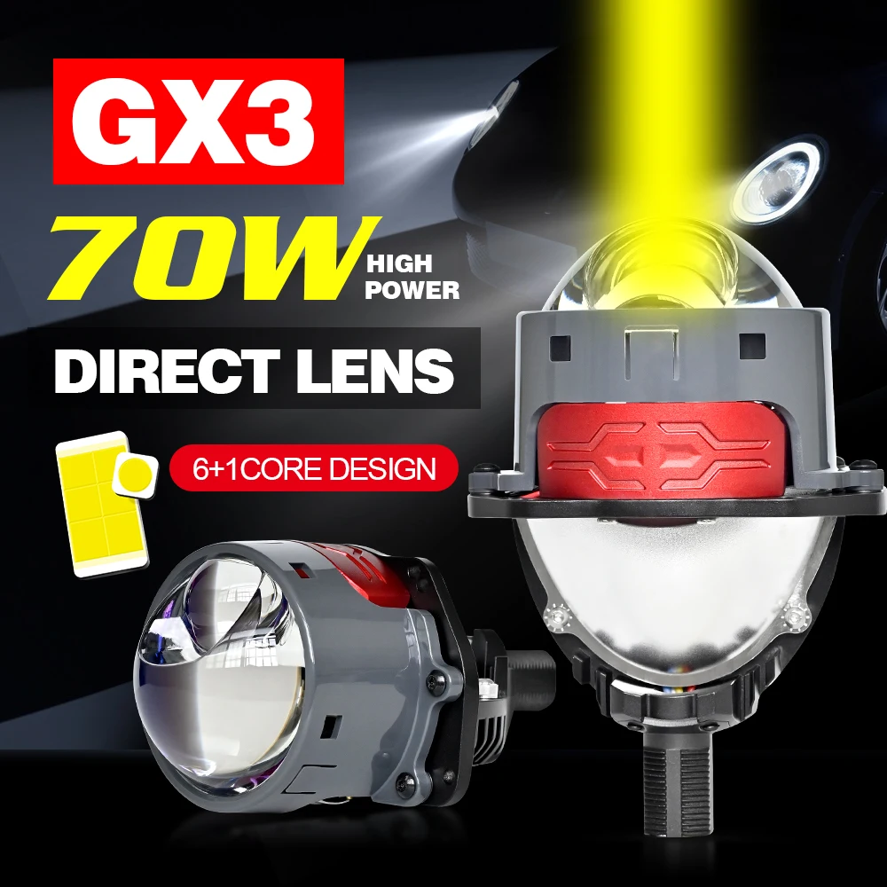 

Car 3" Laser Bi LED Hyperboloid Projector Lenses Headlight Spotlight 12V 140W For Hella 3R G5 H4 H7 9005 9006 Car Light Retrofit