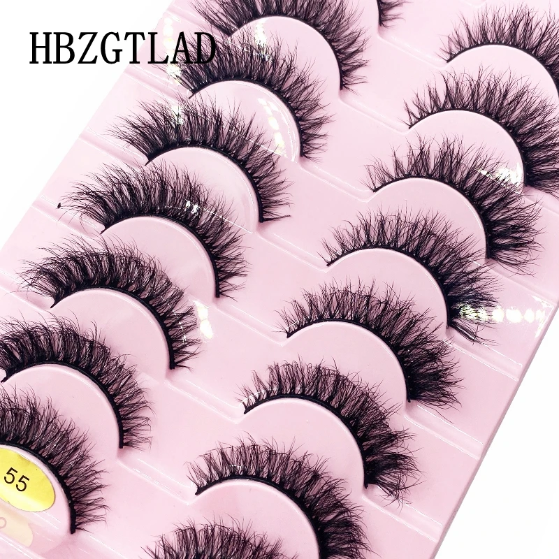 HBZGTLAD 10 pares de pestañas postizas de visón 3D pestañas densas desordenadas pestañas cortas de visón maquillaje Kit de extensión de pestañas postizas