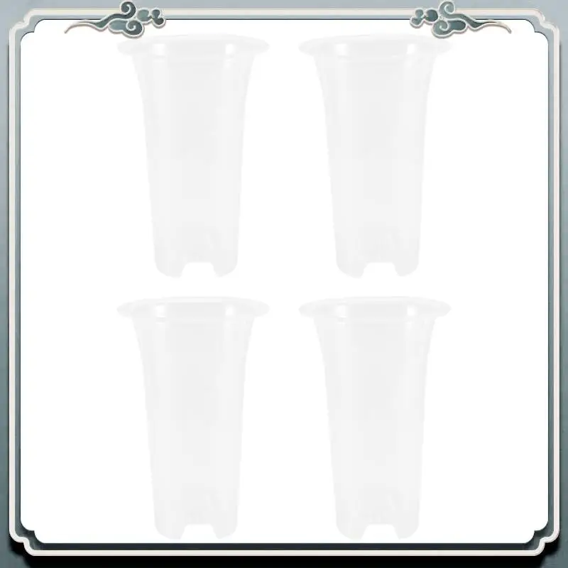 Durable 5 Inch 8Pcs Clear Flower Pot Planter Plastic Orchid Pot With Holes Tall Plant Pots For Home Flower Shop Decoration