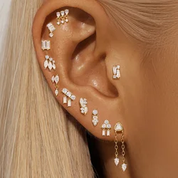 LENNIK 100% 925 Sterling Silver Stud Earring for Women Irregular zircon tassel spiral piercing earrings 2024 New Wedding jewelry