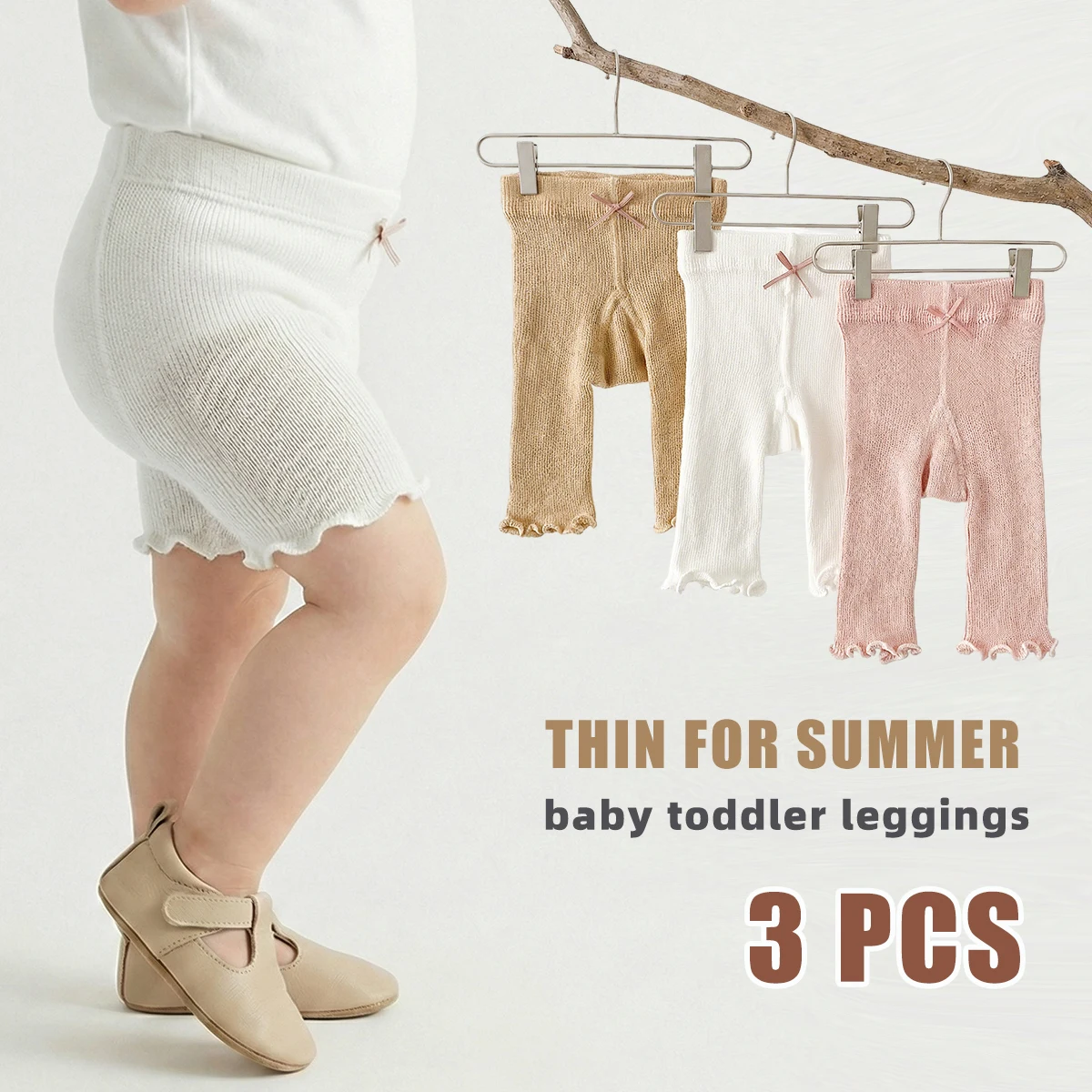 3 PCS Kids Tights Baby Shorts, Girl Leggings, Thin Style for Summer, Lightweight and Comfortable, Simple and Versatile.
