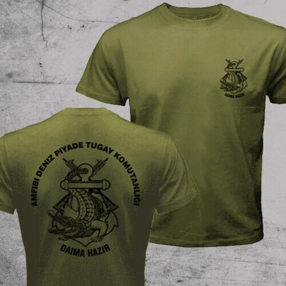 Turkish Amphibious Marine Brigade Commando Crocodiles Military Army T-shirt Short Sleeve Casual 100% Cotton Shirt