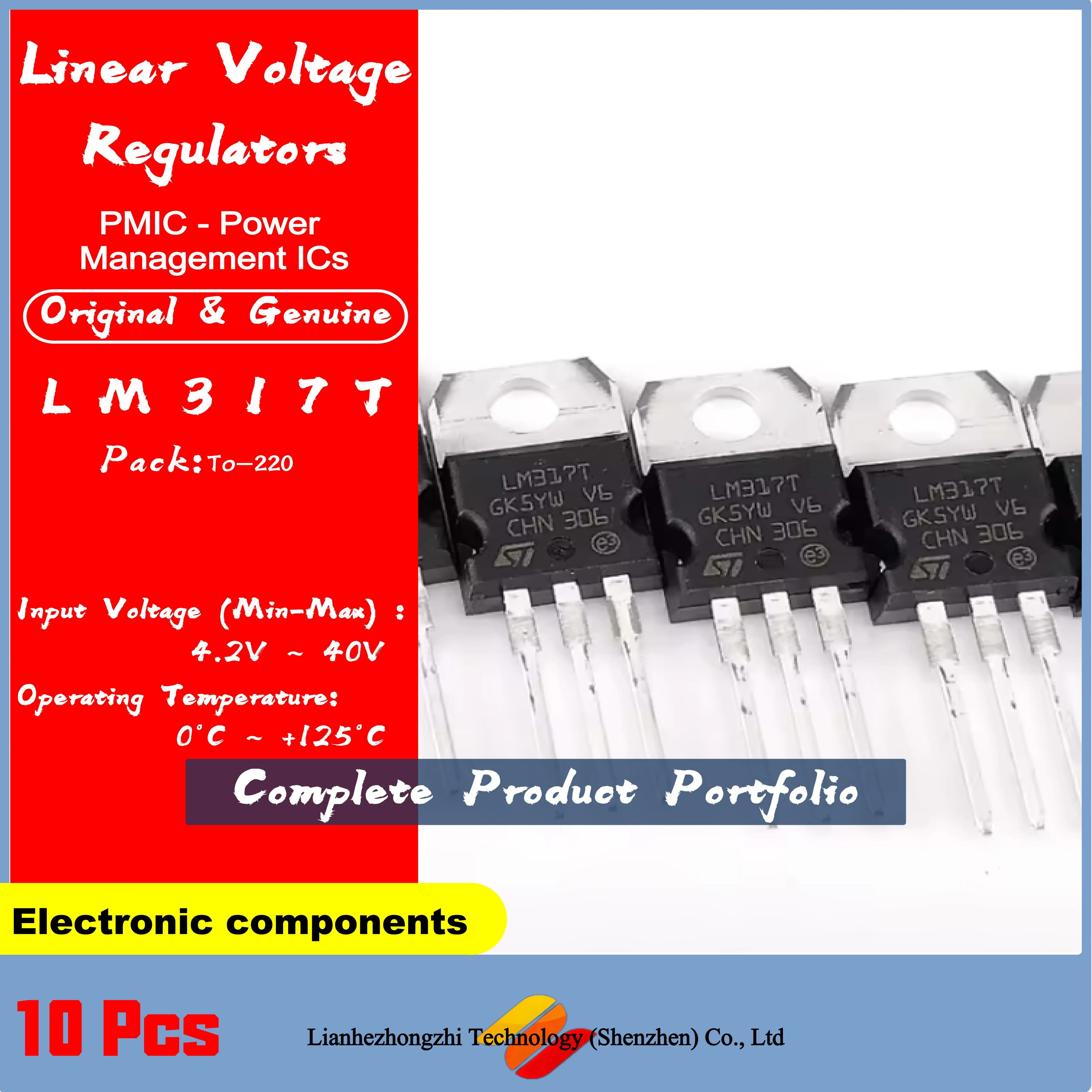 

10Pcs/LOT LM317 LM317T LM317T-DG TO-220 | Linear Voltage Regulators Chip 1.2-37V Adj Positive 1.5 Amp Output 100% NEW