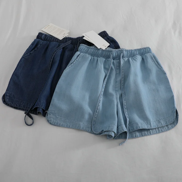 

High Waist Wide Leg Short Jeans Summer New plus Size Women's Loose Slim A-Line Hot Pants Trendy Pure Color Denim Skinnies