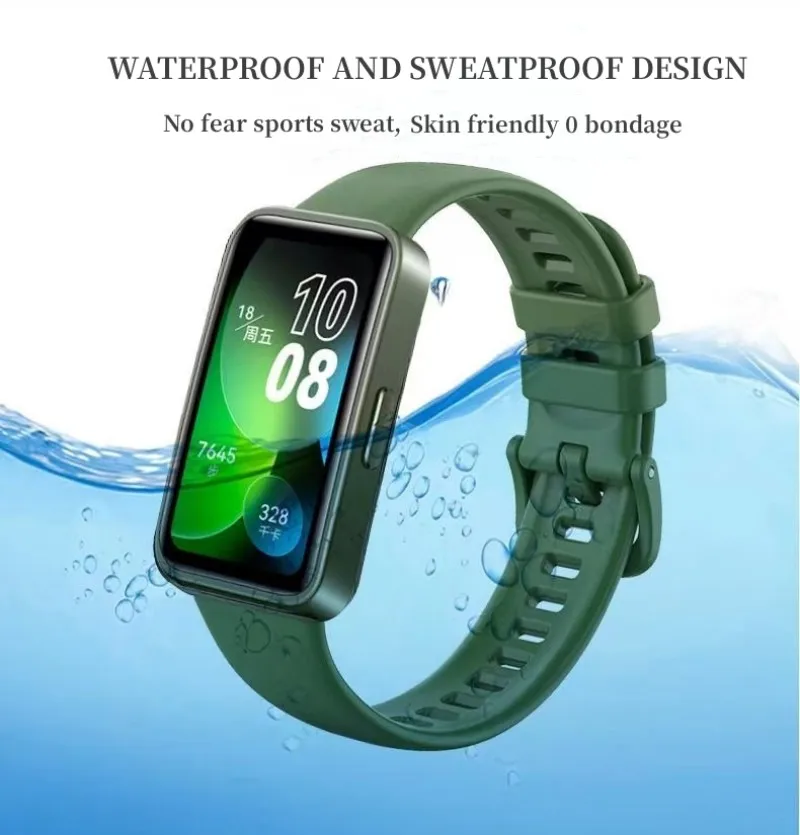 Correa de silicona para Huawei Band 8, pulsera deportiva suave de TPU, resistente al agua, accesorios para reloj inteligente