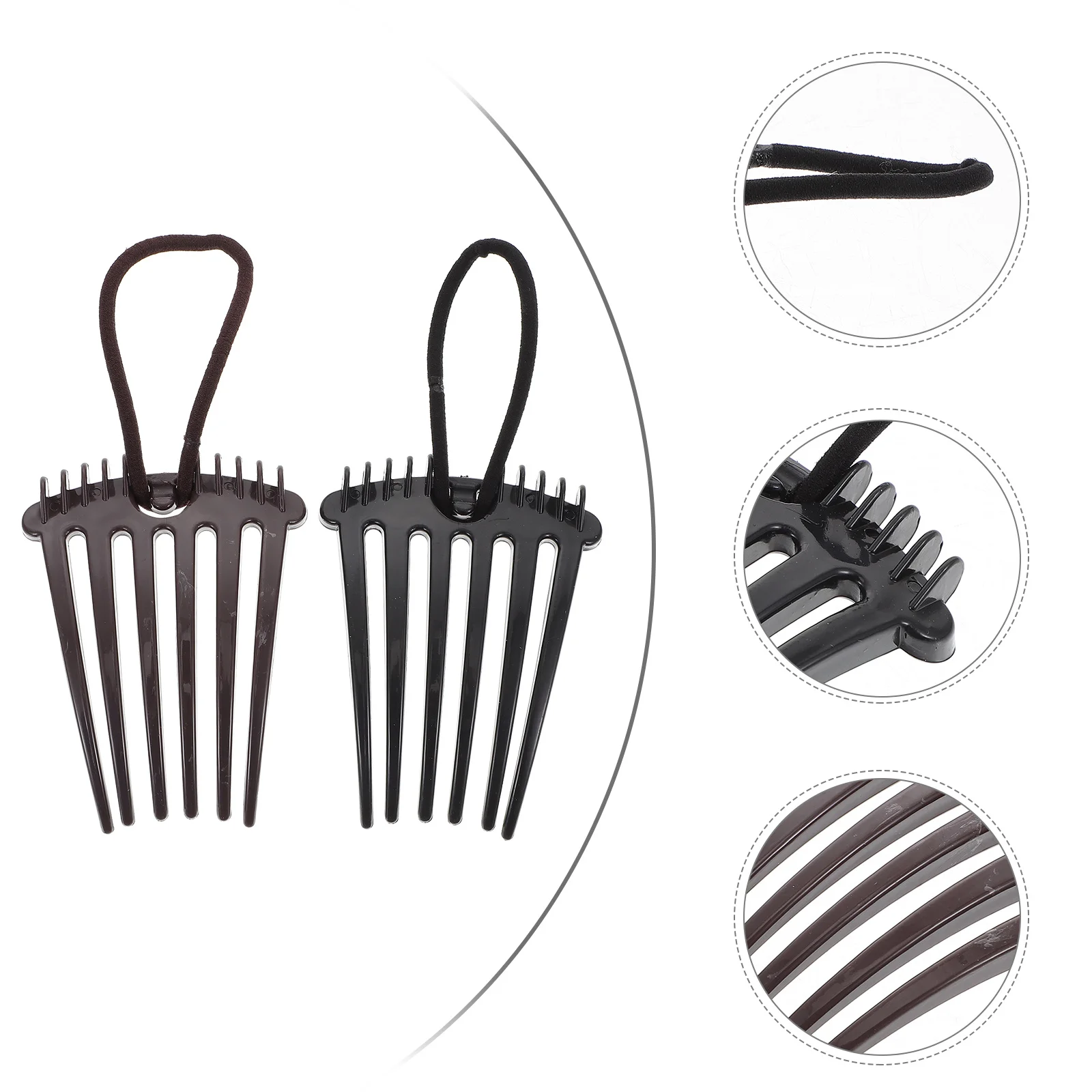 

4Pcs Plastic Ponytail Hair Comb Simple Styles Fountain Hairpin Black Coffee Insert Comb Hair Accessories for Dressy Occasions