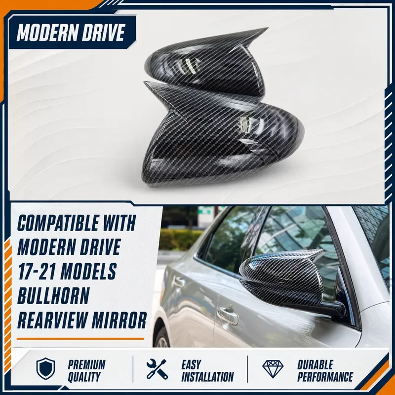 For Hyundai Elantra 2018-2023 Carbon Fiber Rearview Mirror Cover Devil Ear Horn Shell Trim Car Styling Accessories