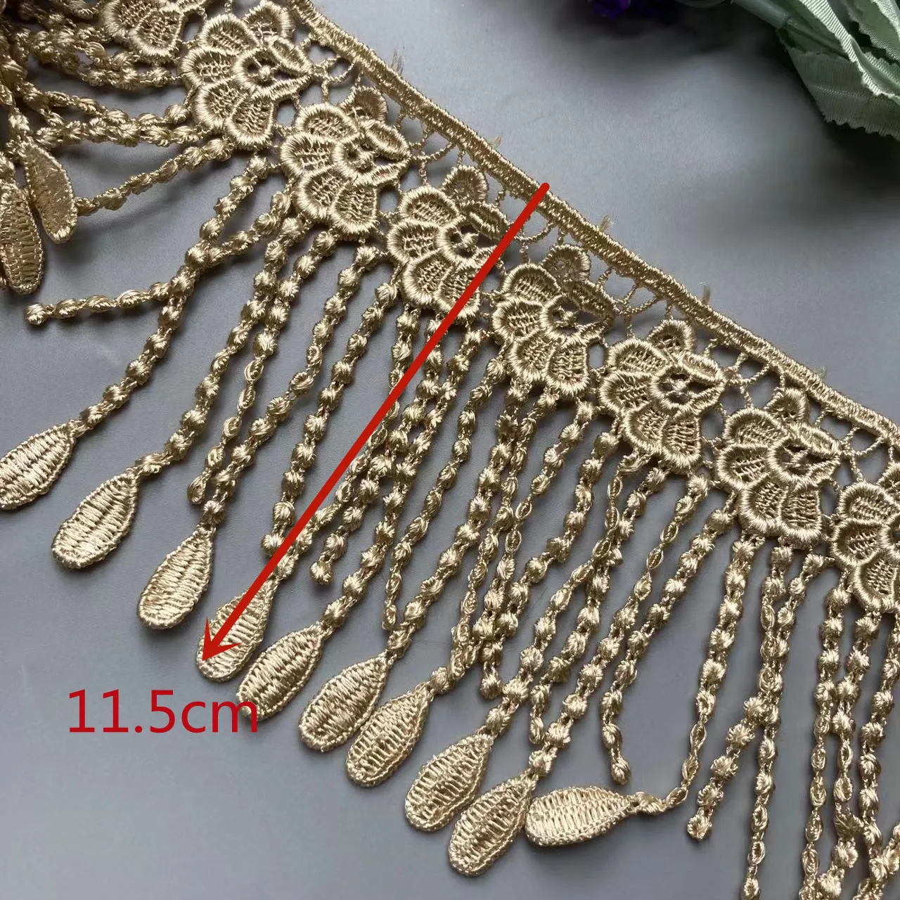 2 Yard Tassel Gold Plum Flowers Pearl Lace Trimmings Ribbons Beaded Fabric Embroidered Curtain Sewing Wedding Dress Clothes New