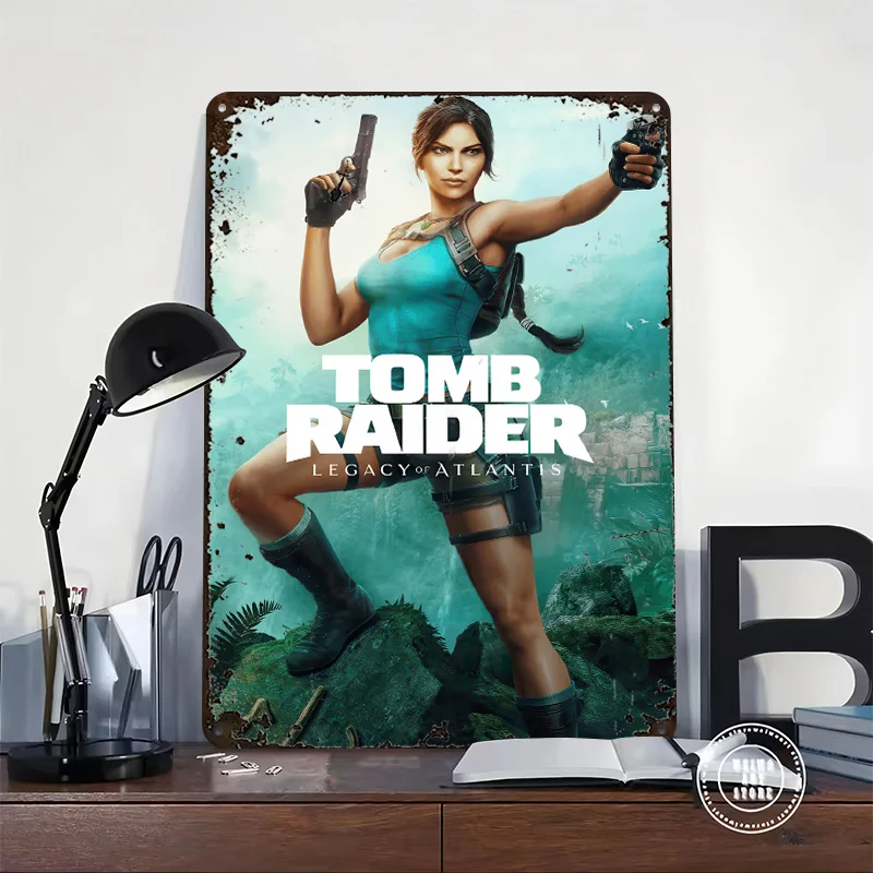 Tomb Raider: Legacy of Atlantis Poster Retro 3D Printed Metal Signs Customized Wall Hanging Gift for Decoration Bedroom Man Cave