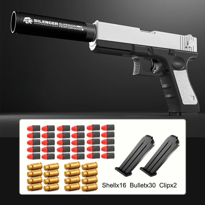 Manual G17 Soft Bullet Toy Gun Shell Ejection Outdoor Foam Darts Pistol Desert Eagle Airsoft Gun With Silencer For Kid Adult