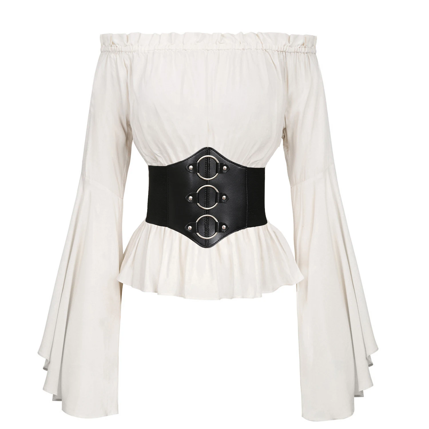 Renesansowa bluzka chłopska damska koszula z odkrytymi ramionami Boho Steampunk pirat średniowieczny przebranie na karnawał gorset Top Vintage