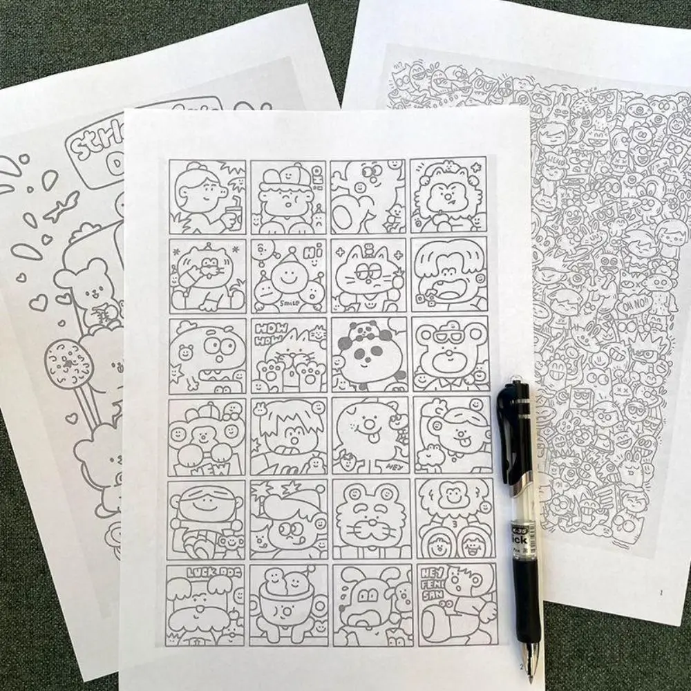 55Pcs New Animal Cartoon Coloring Sheets Assorted Patterns with Bag Drawing Sheets Animal Coloring Pages Coloring