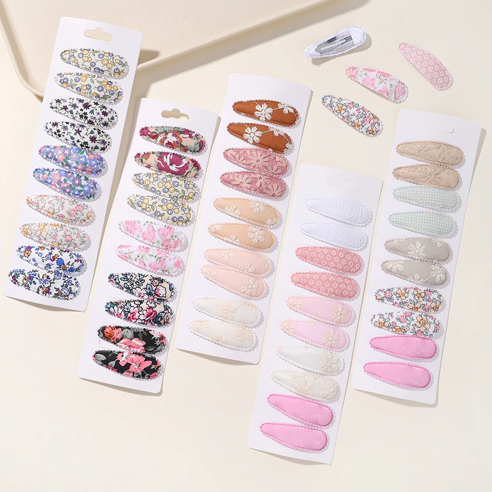 10Pcs/Set Newborn Cute Embroidery Printing BB Clip Fashion Girl Hair Clip Baby Hair Accessories Kids Accessories Headwear Gift