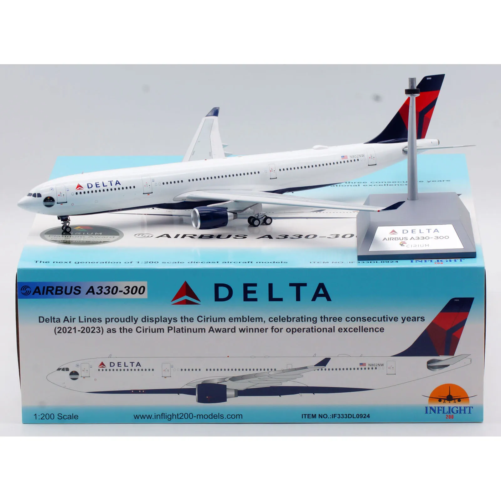 IF333DL0924 Alloy Collectible Plane Gift INFLIGHT 1:200 Delta Air Lines 