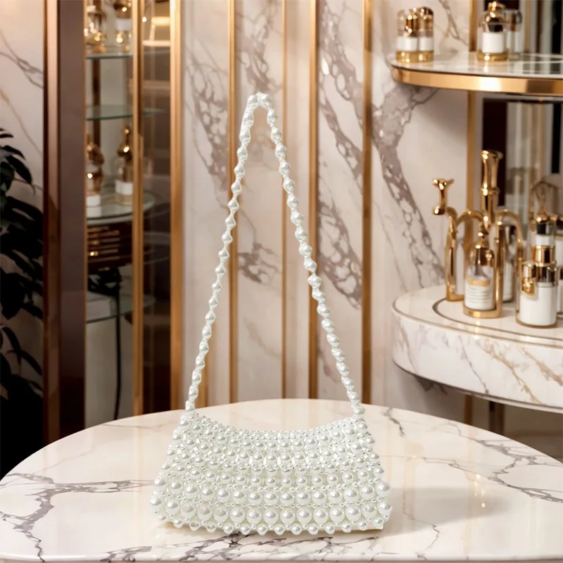 

2025 High Quality Spring Fashion Exquisite Beaded Shoulder Bags New Unique Design Grace Sense of Luxury Armpit Bags for Women