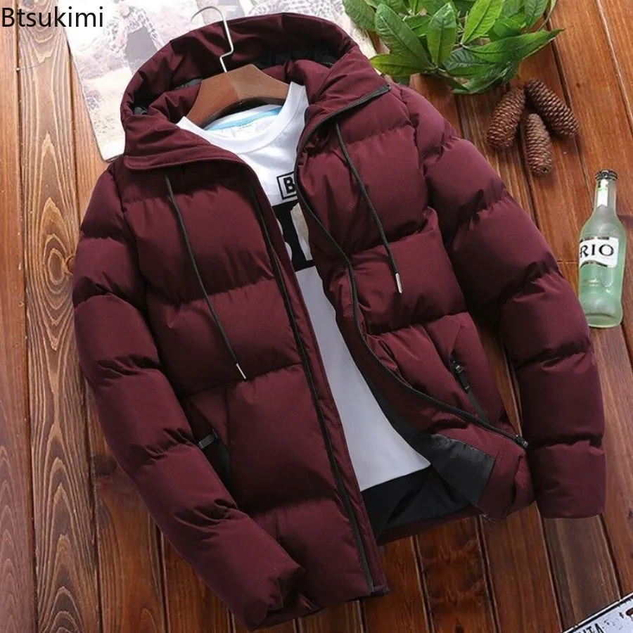 Men's Hooded Long Sleeve Zipper Parkas Cardigan Loose Fit Casual Solid Thick Winter Pockets Spliced Drawstring Patchwork Male