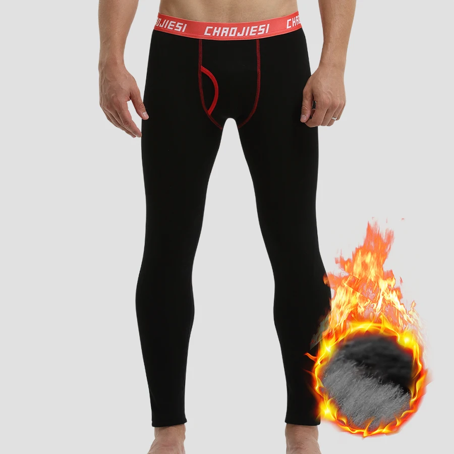 Winter long Johns men's underwear thickened fleece pants single youth tight-fitting thermal pants line pants leggings cotton
