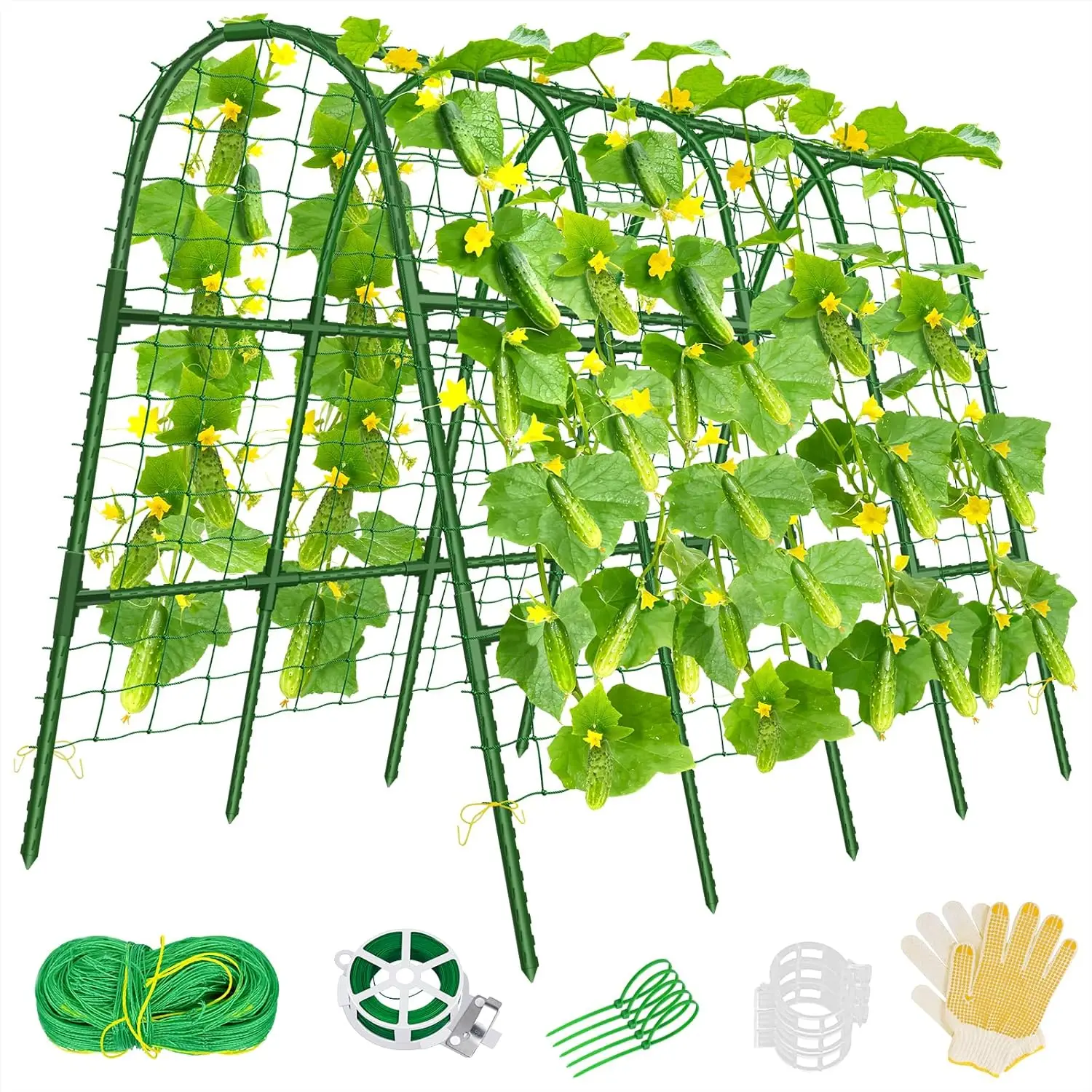 

Cucumber Trellis for Raised Bed, 66''x48'' U-Shape Garden Trellis for Climbing Plants Outdoor, Metal Arch Plant Support,