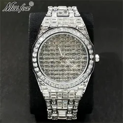 Missfox Luxus Eis uhren Mode Herren automatische Datum wasserdichte Quarzuhren Hip Hop Voll diamant Gold Armbanduhr rolej