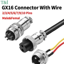 1PCS GX16 Auto Waterproof Connectors 2-10 Pins with Power Cable Line Socket Plug—Suitable for Industrial Machinery and Equipment