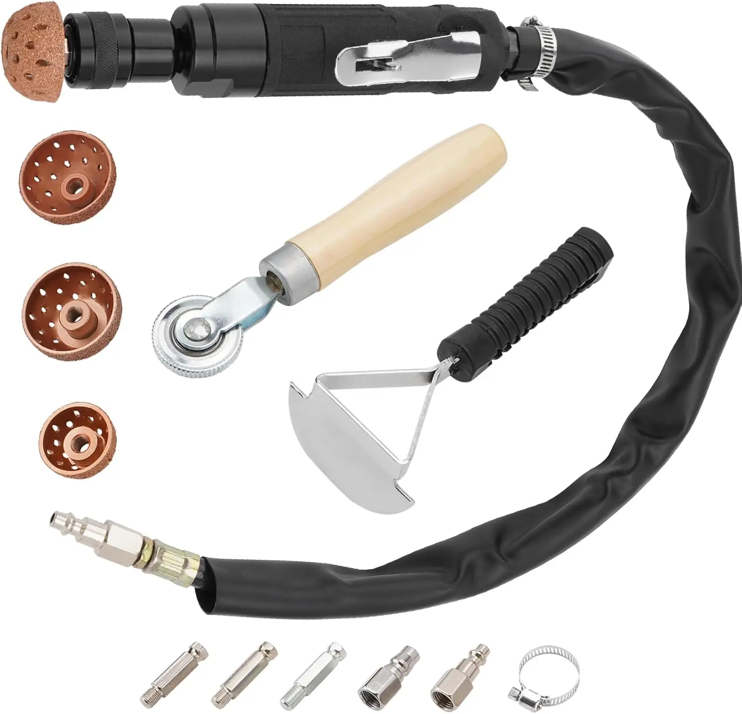 

Air Tire Repair Tools with 2500rpm Buffer, Scraper, Roller & Tungsten Wheel for Inner Liner Patches