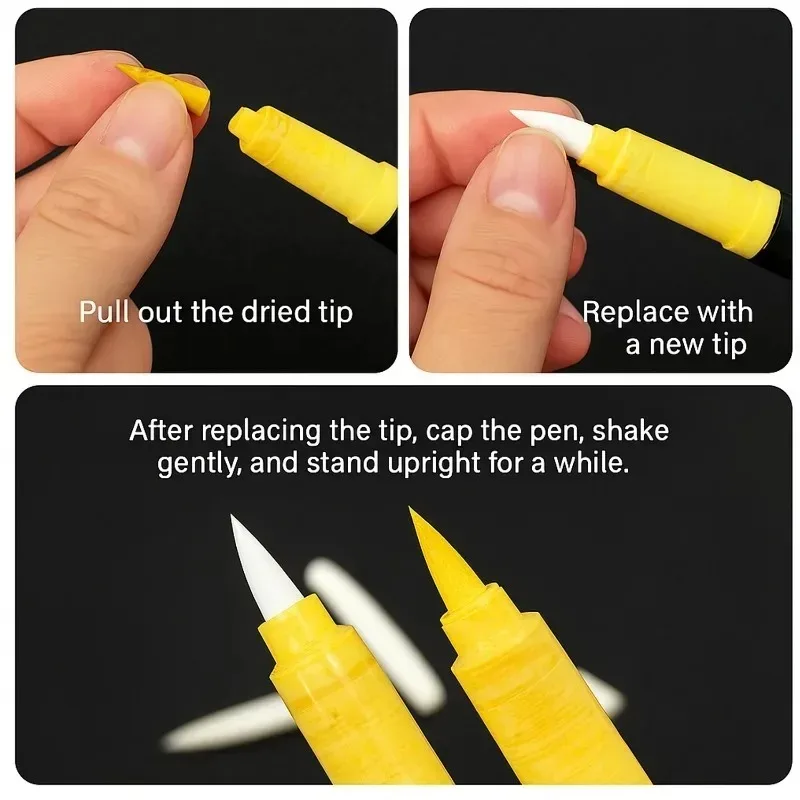 Replacement Cores for Acrylic Pigment Marker for Kids Painting School Office Paint Marker Brush Tip Core Art Supplies Stationery