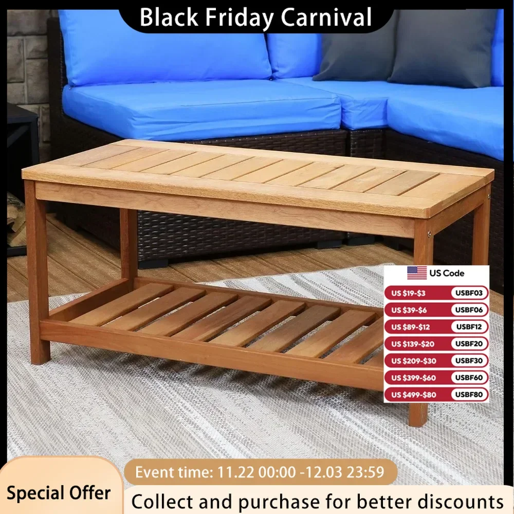 Meranti Wood Outdoor Patio Coffee Table - Teak Oil Finish - 35-Inch,Easy to Assemble, Versatile outdoor Furniture Tables