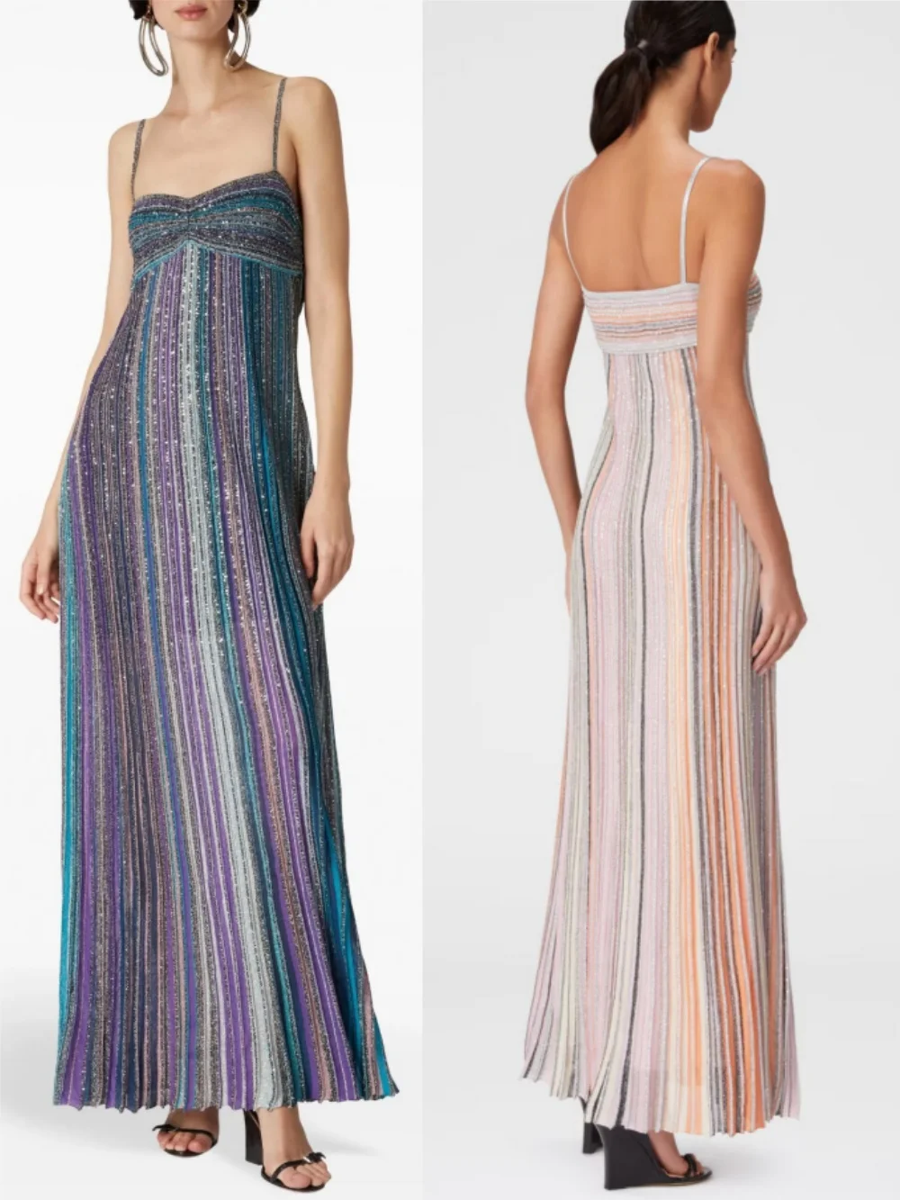 

Sequined Multicolor Striped Women Long Dress 2025 New Strapless Vintage Slim Knitted Robe