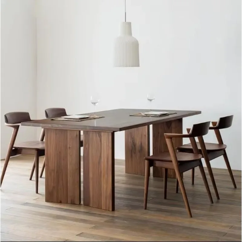 All solid wood large board dining table size: modern and simple log long table living room work