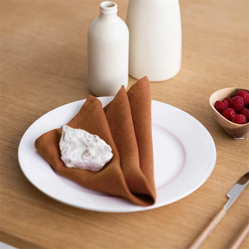 32x44cm 100% Linen Towel Antibacterial Moisture Absorbing Drying Table cup mate Breathable Solid Napkin wash towel