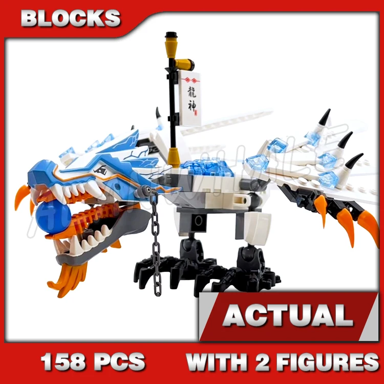 158pcs Shinobi Ice Dragon Attack White Skeleton Folding Wings 9729 Building Block Sets Compatible With Model