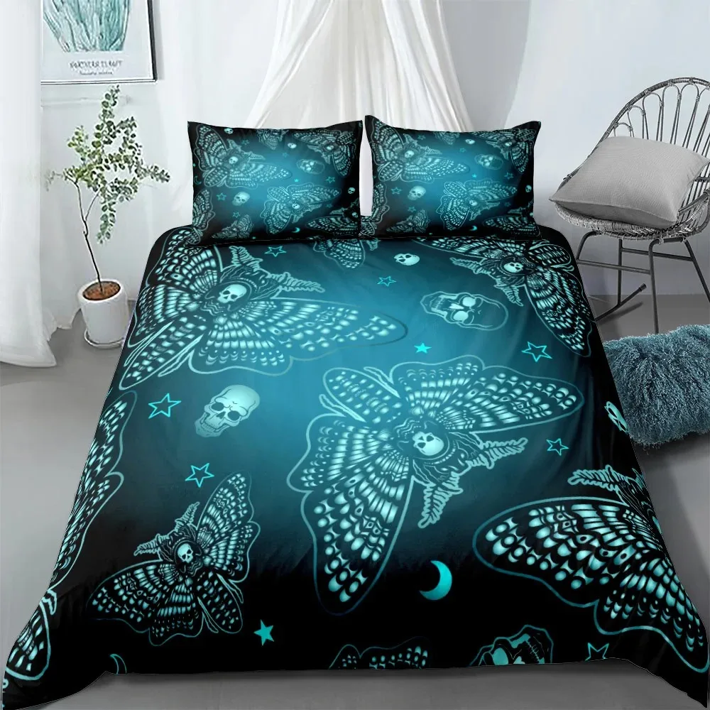 Moth Dead Skeleton Bedding Set US Twin Full Queen King EU Single Double King Size Bed Linen Set