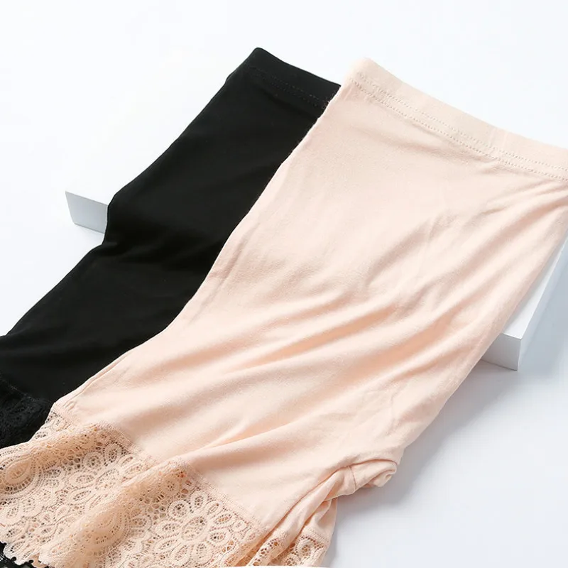 40KG-80KG Women Plus Big Size Safety Pants Elastic Soft Comfortable Modal Material Nude/Black Shorts Lace Safety Short Pants image 6