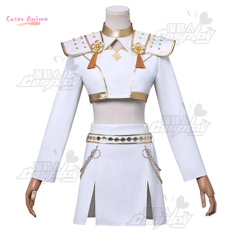 

KPop Demon Hunters Zoey Cosplay Costume White Stage Uniform Huntrix Outfit Skirt Huntrix Festival Halloween Party for Women Girl