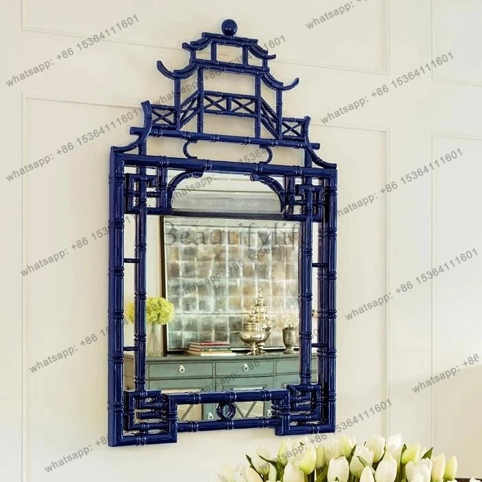 

Specchio d'ingresso decorativo europeo a parete, specchio laterale creativo da parete di lusso con luce americana