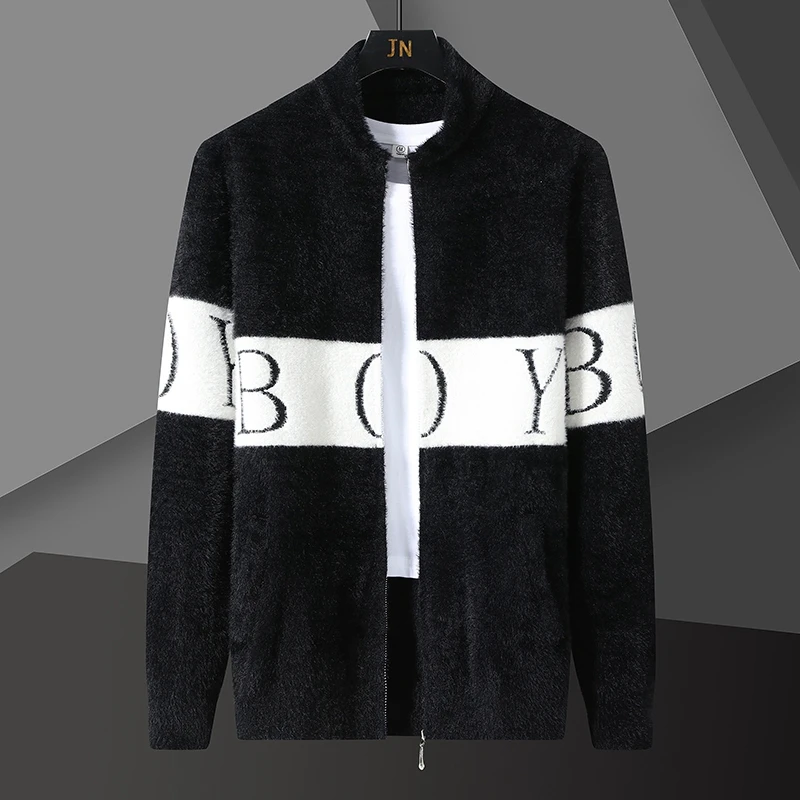 

Autumn Winter New Sle Men's Open Cardigan Sweater Casual Versatile Youth Knitted Top Trendy Long Sve Stand Collar Jaet