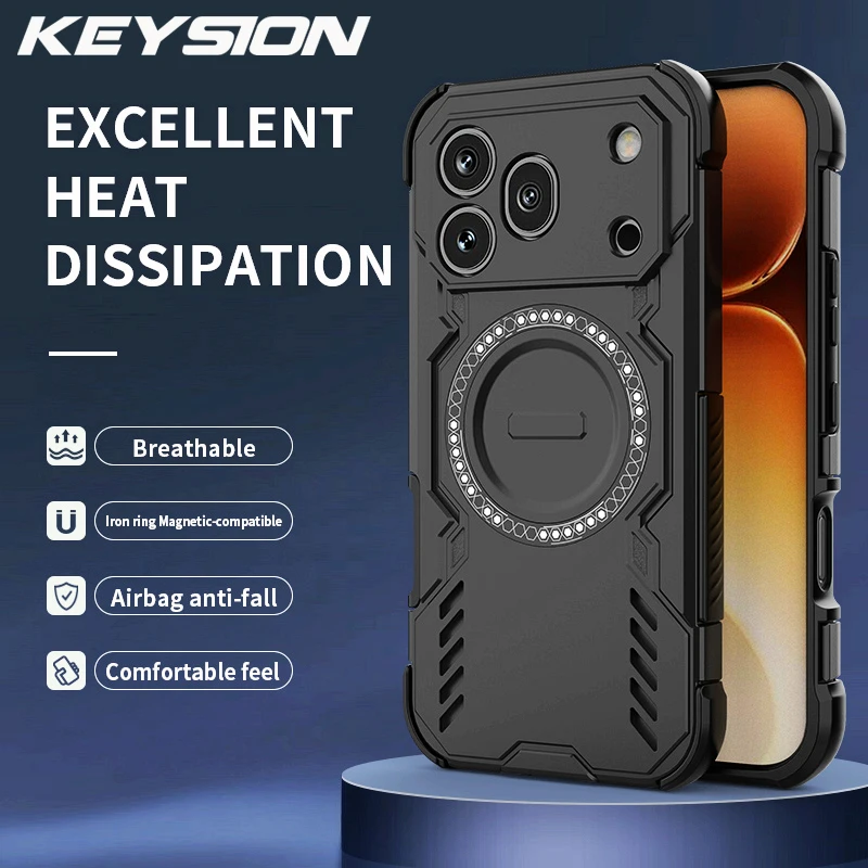 

KEYSION Hollow Heat Dissipation Case for HONOR 600 Pro Silicone+PC Magnetic Cooling Shockproof Phone Cover for Huawei Honor 600